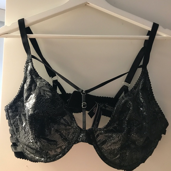 Victoria's Secret Bra Very Sexy Unlined Plunge 36D Black Shimmer - Picture 1 of 1